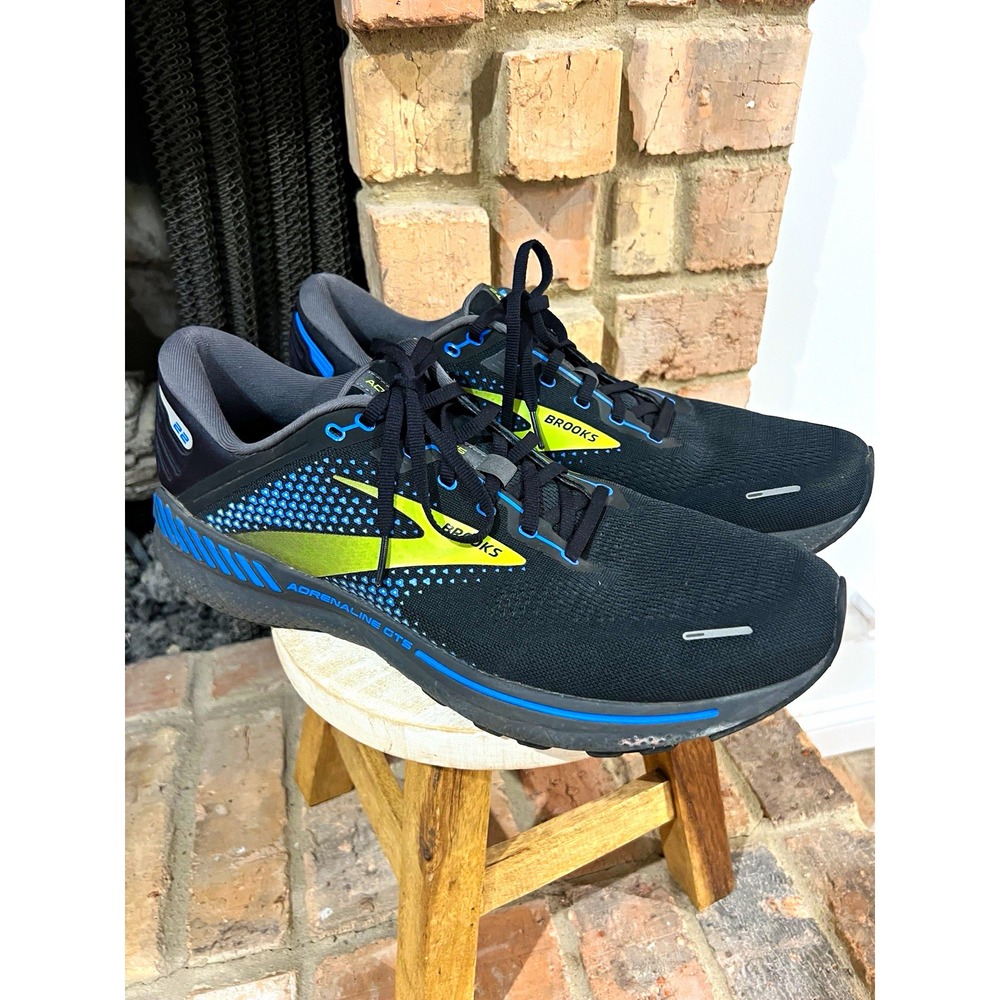 Brooks Adrenaline GTS 22 Men's Size 15 D Black Blue Lime Running Shoes 110366